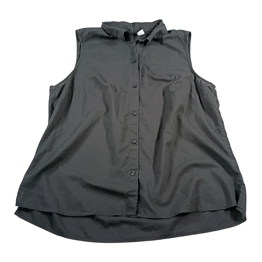 H&M Divided Sleeveless Button Down Women Medium Black Minimalist Top